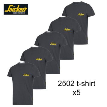 Snickers 2502 Classic T-Shirt Grey | Pack Of 5 1 Snickers 2502 Classic T-Shirt Grey | Pack Of 5