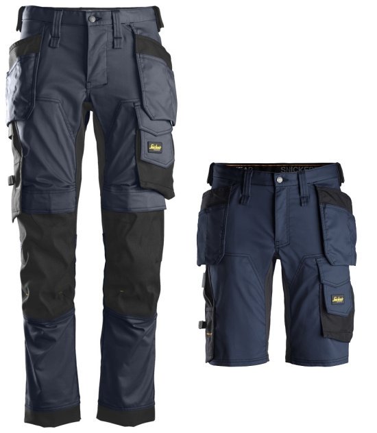 Snickers 6241 Stretch Trouser + Snickers Shorts 6141 - Navy 1 6241 Navy + 6141 navy
