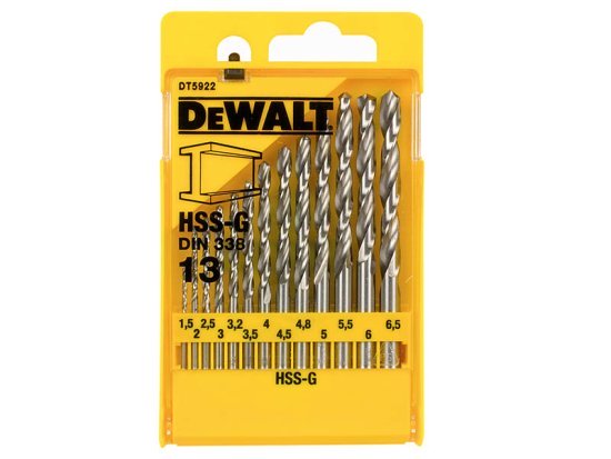 HSS-G Jobber Drill Bit Set, 13 Piece - DEWDT5922QZ 1 HSS-G Jobber Drill Bit Set, 13 Piece - DEWDT5922QZ