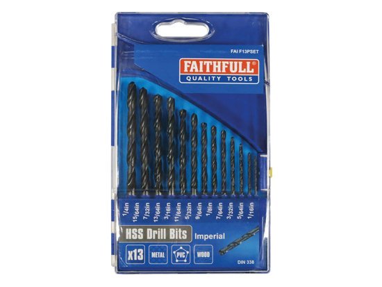 HSS Drill Bit Set of 13 1/16-1/4 x 1/64 - FAIF13PSET