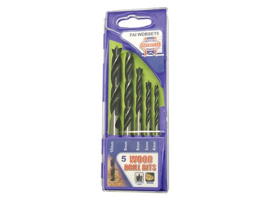 Lip & Spur Wood Drill Bit Set 5 Piece 4-10mm - FAIWDBSET5