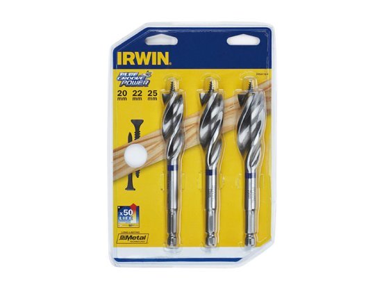 Blue Groove Wood Power Bit Set 3 Piece 20 22 & 25mm - IRW10507764 1 Blue Groove Wood Power Bit Set 3 Piece 20 22 & 25mm - IRW10507764
