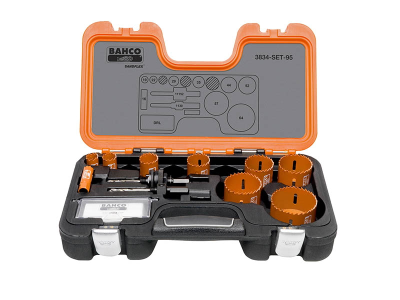 Professional Holesaw Set 3834-95 Sizes: 16-64mm - BAHHSSET95 1 Professional Holesaw Set 3834-95 Sizes: 16-64mm - BAHHSSET95