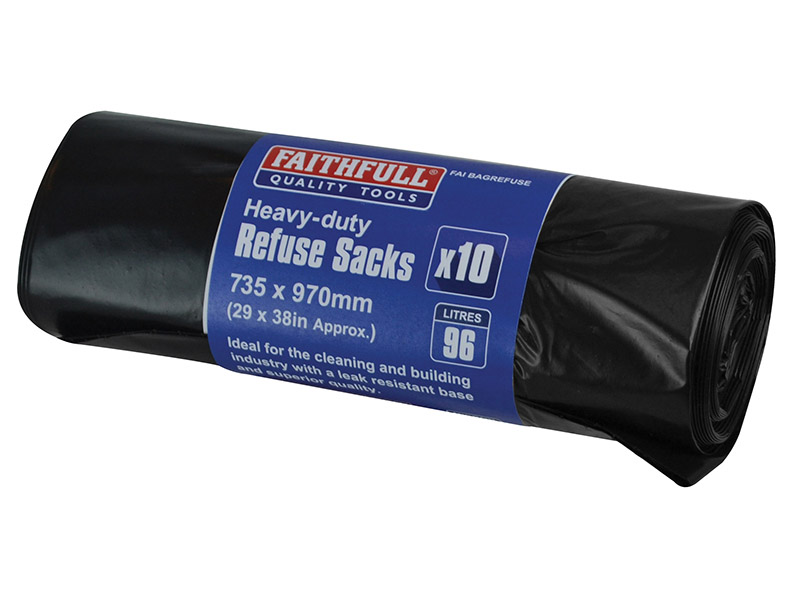 Heavy-Duty Black Refuse Sacks (10) - FAIBAGREFUSE 1 Heavy-Duty Black Refuse Sacks (10) - FAIBAGREFUSE