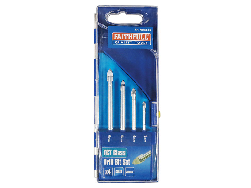 Tile & Glass Drill Bit Set of 4 (3-6mm) - FAIGDSET4 1 Tile & Glass Drill Bit Set of 4 (3-6mm) - FAIGDSET4