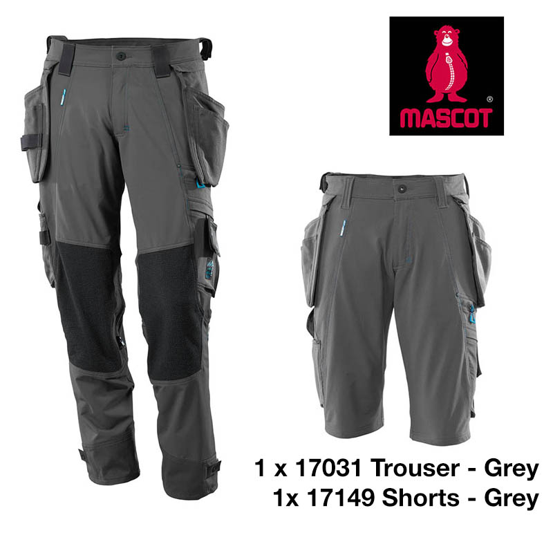 Mascot Workwear Trousers 17031 + Mascot Shorts 17149 Holster Pockets - Grey 2 Mascot Workwear Trousers 17031 + Mascot Shorts 17149 Holster Pockets - Grey - Image 2