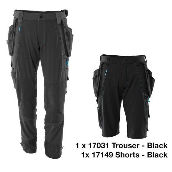 Mascot Workwear Trousers 17031 + Mascot Shorts 17149 Holster Pockets - Black 3 Mascot Workwear Trousers 17031 + Mascot Shorts 17149 Holster Pockets - Black - Image 3