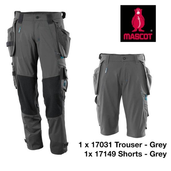 Mascot Workwear Trousers 17031 + Mascot Shorts 17149 Holster Pockets - Grey 2 Mascot Workwear Trousers 17031 + Mascot Shorts 17149 Holster Pockets - Grey - Image 2