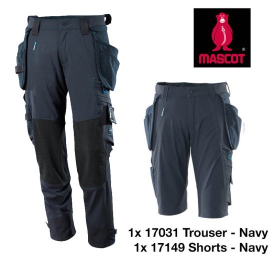 Mascot Workwear Trousers 17031 + Mascot Shorts 17149 Holster Pockets - Navy 2 Mascot Workwear Trousers 17031 + Mascot Shorts 17149 Holster Pockets - Navy - Image 2