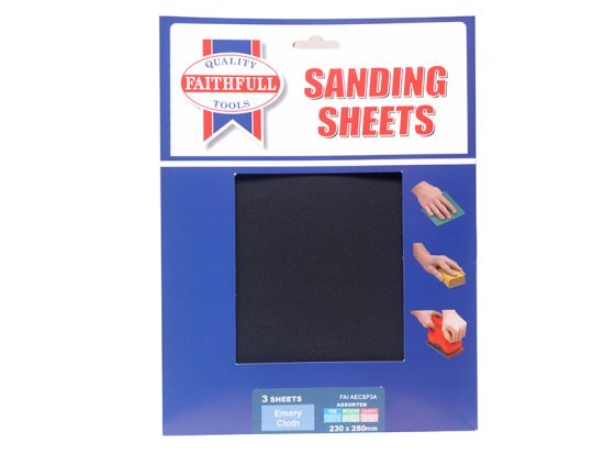 Alox Cloth Sheets 280 x 230mm Assorted Fine Medium & Coarse (3) - FAIAECSP3A