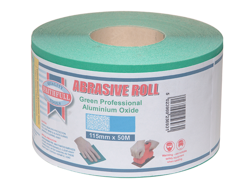 Aluminium Oxide Sanding Paper Roll Green 115mm x 50m 40G - FAIAR11540G