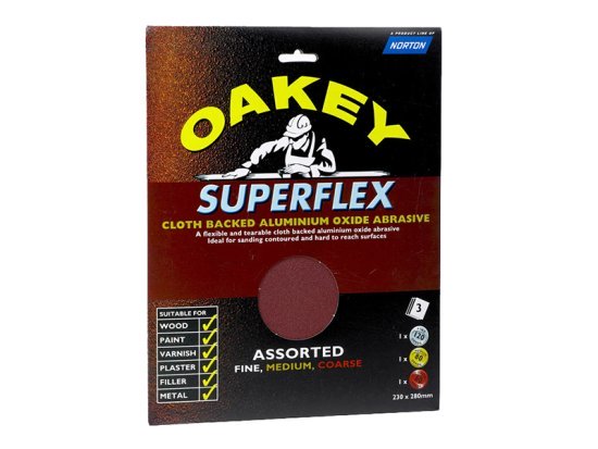 Cloth Backed Aluminium Oxide Sheets 230 x 280mm Assorted (3)