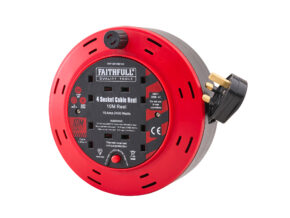 Faithfull 10m Cable Reel 10A, 4 Sockets - XMS26CR10M
