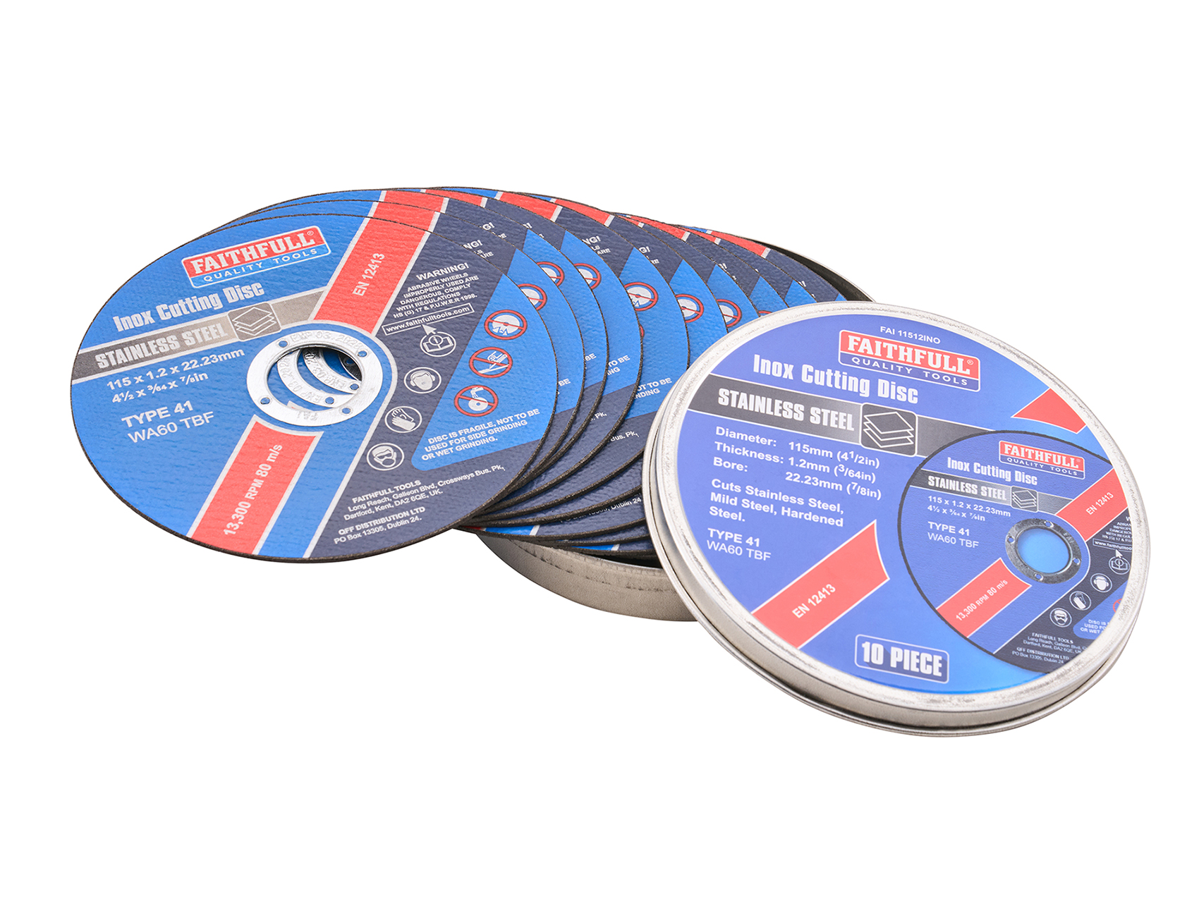 Faithfull 115mm (4.5in) Inox Metal Cutting Discs (10 Pack) - XMS26CUTOFF 1 Faithfull 115mm (4.5in) Inox Metal Cutting Discs (10 Pack) - XMS26CUTOFF